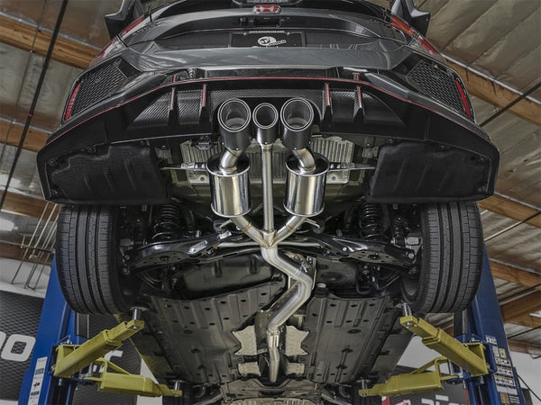 aFe POWER Takeda 2-1/2in to 2-1/4in 304SS Catback Dual-Exit Exhaust 17+ Honda Civic Type R w/CF Tips